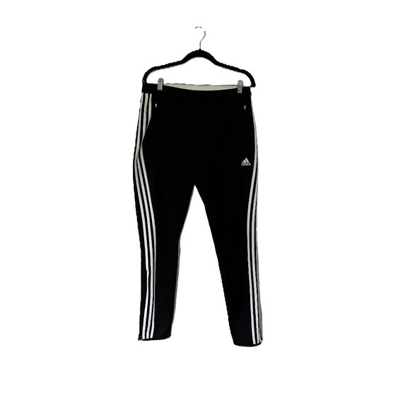 ADIDAS CLIMACOOL  BLACK JOGGER PANTS WITH WHITE STRIPS ON SIDES SIZE L - Picture 1 of 6